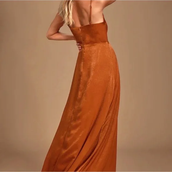 NWT Lulus Constantine Satin Maxi Dress Women’s Sz XL - Picture 3 of 11